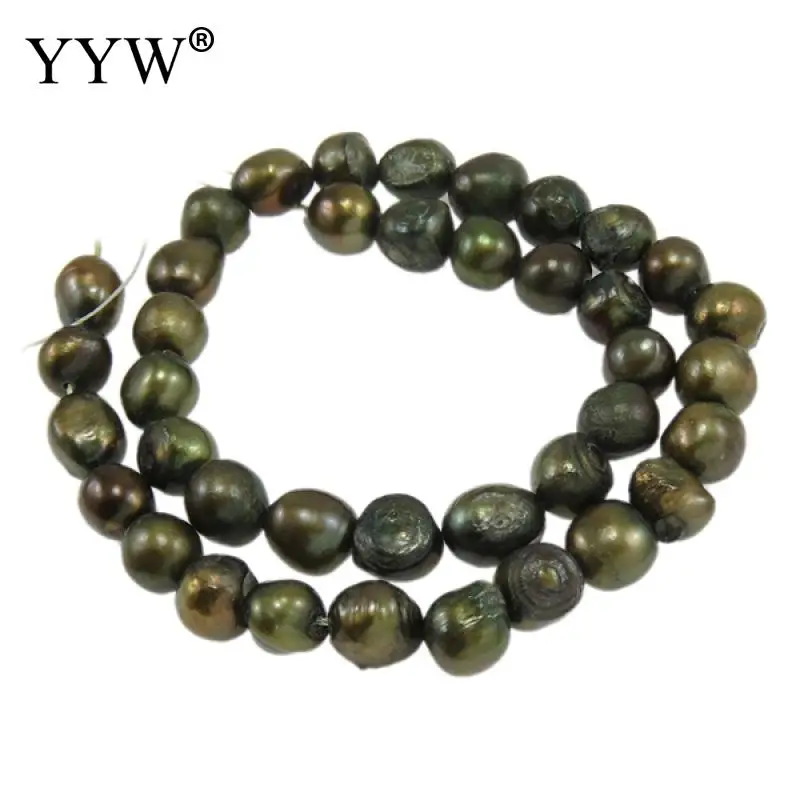 9-11mm Dark Green Cultured Baroque Freshwater Pearl Beads For Diy Handmade Necklace Bracelet Earrings Pearls Hole 0.8mm 15 Inch