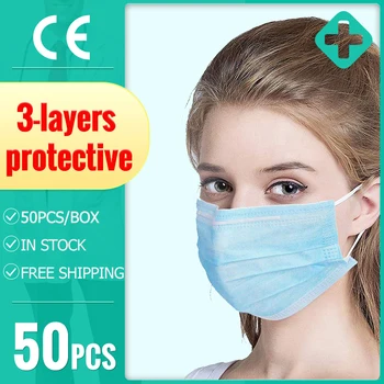 

Wholesale 3 Layers Disposable Protective Masks 10/20/50PCS Dustproof Facial Protective Cover Masks Maldehyde Prevent Masks