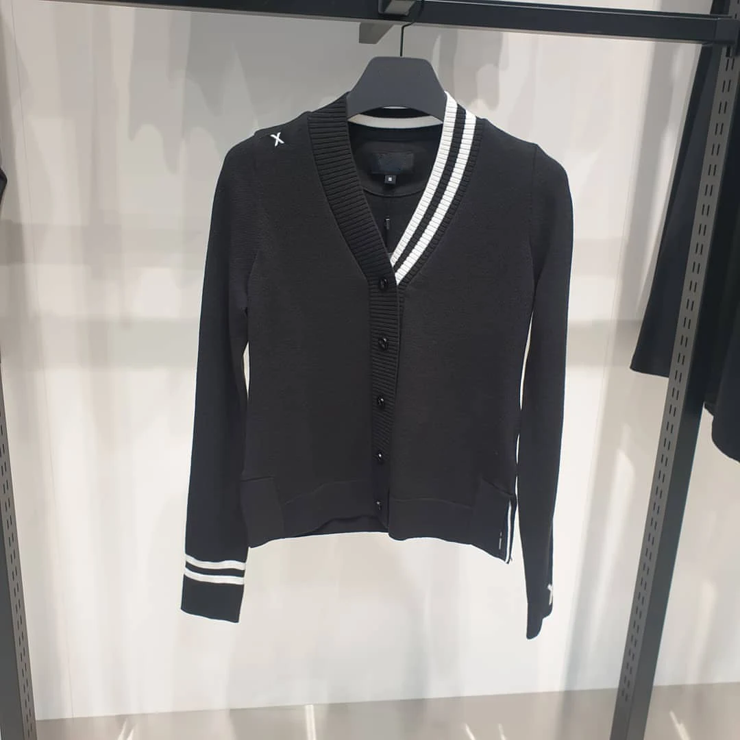 new golf women fall color trimmed knit cardigan ladies golf wear long