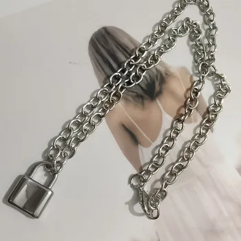 

Wholesale 20PCS Women Stylish Silver Color Stainless Steel Lock Pendant Necklace Unisex Funk Rolo Cable Chain Necklace
