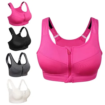 

M-5XL Women Zipper Push Up Sports Bras Vest Underwear Breathable Gym Fitness Athletic Running Sport Tops Plus Size