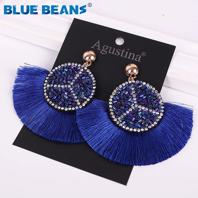 Bohemian big tassel earrings for women Long Fringe Round Leopard Earring Fashion Geometric Handmade Drop Earings Simple Jewelry - Окраска металла: D6