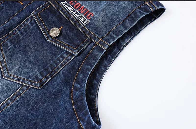 Mcikkny Men Cargo Casual Denim Vest Multi Pockets Vintage Jeans Waistcoats For Male Outdoor Size M-4XL  (4)