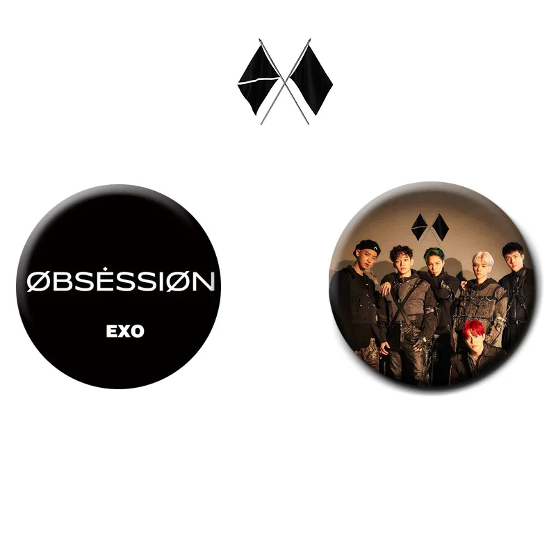 KPOP EXO альбом одержимость брошь возвращается те же значки SEHUN KAI SUHO CHANYEOL BAEKHYUN CHEN брошь сумка Ювелирные изделия Броши
