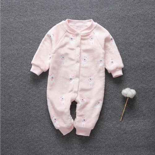 Baby velvet spring autumn one-piece suit baby boy girl pajamas newborn warm winter infant rompers - Цвет: 16