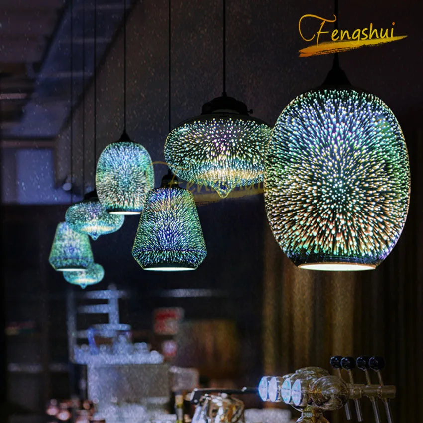 

Modern 3D Glass Pendant Lights Nordic Creative LED Pendant Lamp Indoor Lighting Bedroom Living Room Cafe Kitchen Hanging Lamp