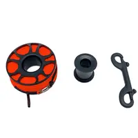 DIVER Scuba Diving Aluminium Finger Spool Reel 30M Line with Stainless Steel Snap Bolt Clip White orange red fluorescent yellow 1