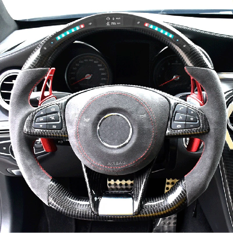 Led Carbon Fiber Leder Lenkrad Fur Mercedes Benz Amg W212 W213 W211 E300 W202 W204 W205 C E Klasse C63s Steering Wheels Steering Wheel Hubs Aliexpress