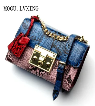

MOGU.LVXING brand women's handbags famous designer leather shoulder bag 2020 new snake grain leather chain bag messenger bag