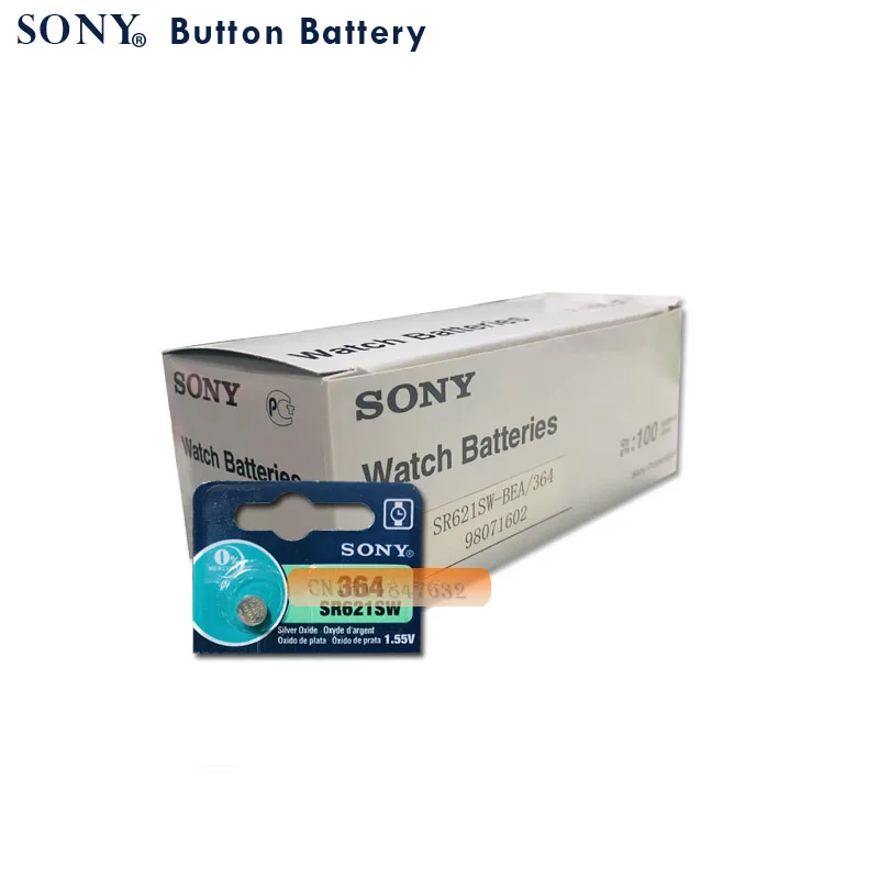 2pcs Sony 100% оригинал 364 SR621SW V364 SR60 SR621 AG1 часы аккумулятор кнопка монета сделано в