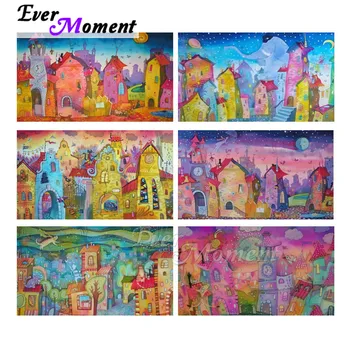 

Ever Moment Diamond Painting Home Decoration Abstract Colorful Buildings Full Square Drill Diamond Embroidery Mosaic 3F2193