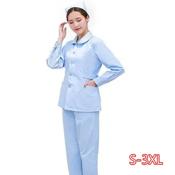 

Medical Work Wear Nurse Uniform Women New Doll Collar Pharmacy White Coat Doctor Costume Female Hospital Work Wear
