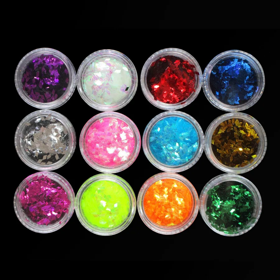 12 Color Nail Glitter Sequins Nail Art Decoration Holographic Chunky Glitter DIY Laser Flash Sequin Flake for Nail Decor, Makeup