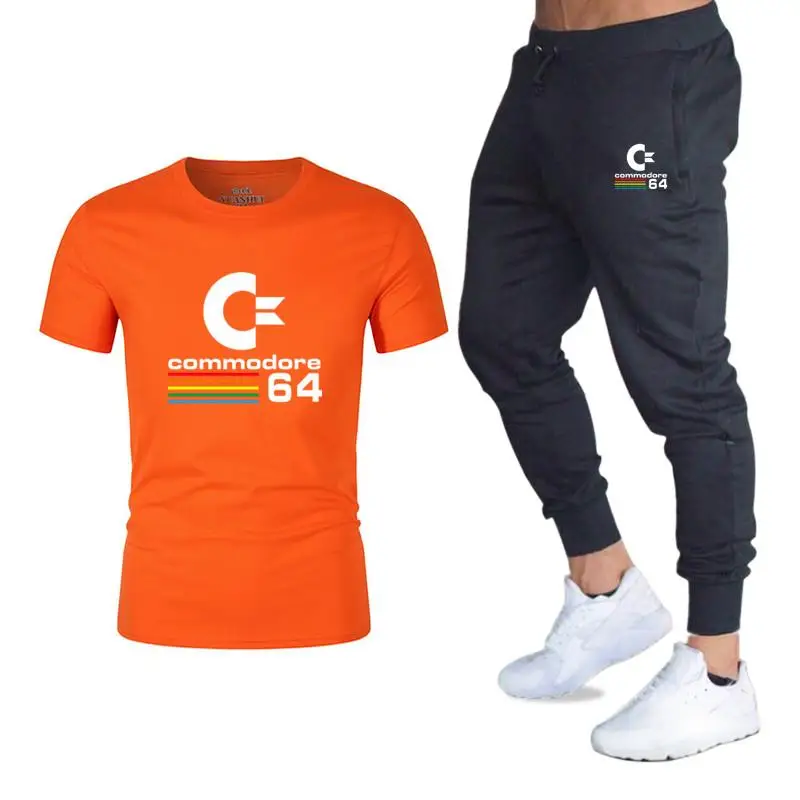 Seller Men's Sets T Shirts+pants Two Pieces Sets Casual Tracksuit Men/Women New Fashion printing suits sportwear Gyms Fitness trousers