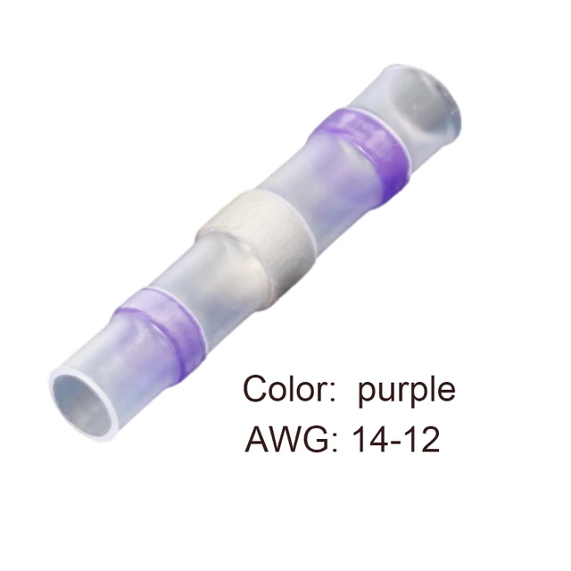 10/50PCS Thermal Shrinkage  Electrical Car Wires Connector Solder  Extrusion Terminals Block Cable Termination Wireway Clamping Purple