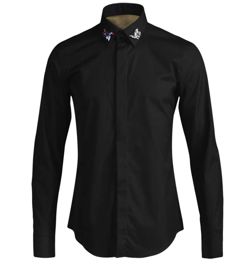 Модная белая хлопковая рубашка с вышивкой бисером для мужчин Camisa Masculina, роскошные Брендовые мужские рубашки на пуговицах, рубашка-смокинг 4XL