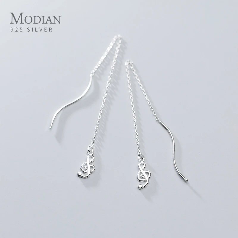 MODIAN Длинная цепочка нотного серьги в виде капель с кристаллами форме Для женщин