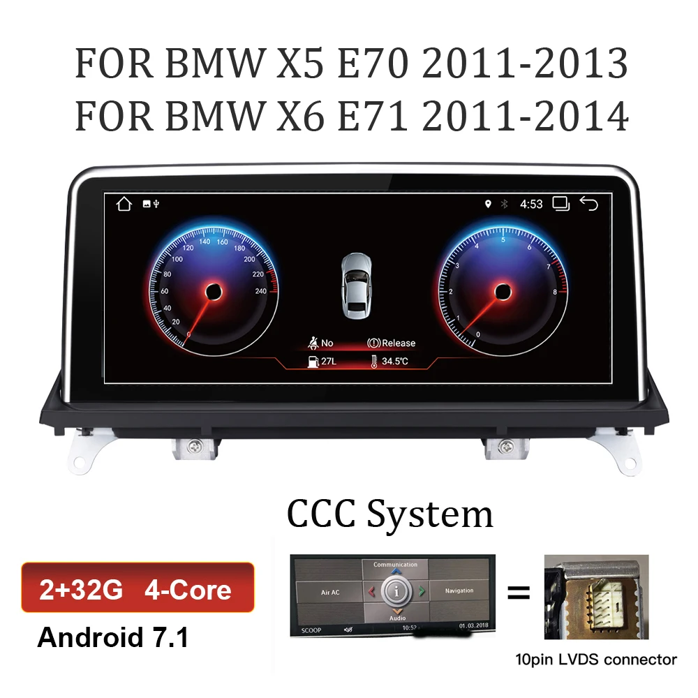 PX6 Android 9,0 Автомобильный мультимедийный плеер Bluetooth навигация автомобильный Радио 2 Din стерео DVD для BMW X5 E70 X6 E71 CCC CIC система - Цвет: 4-Core-CCC