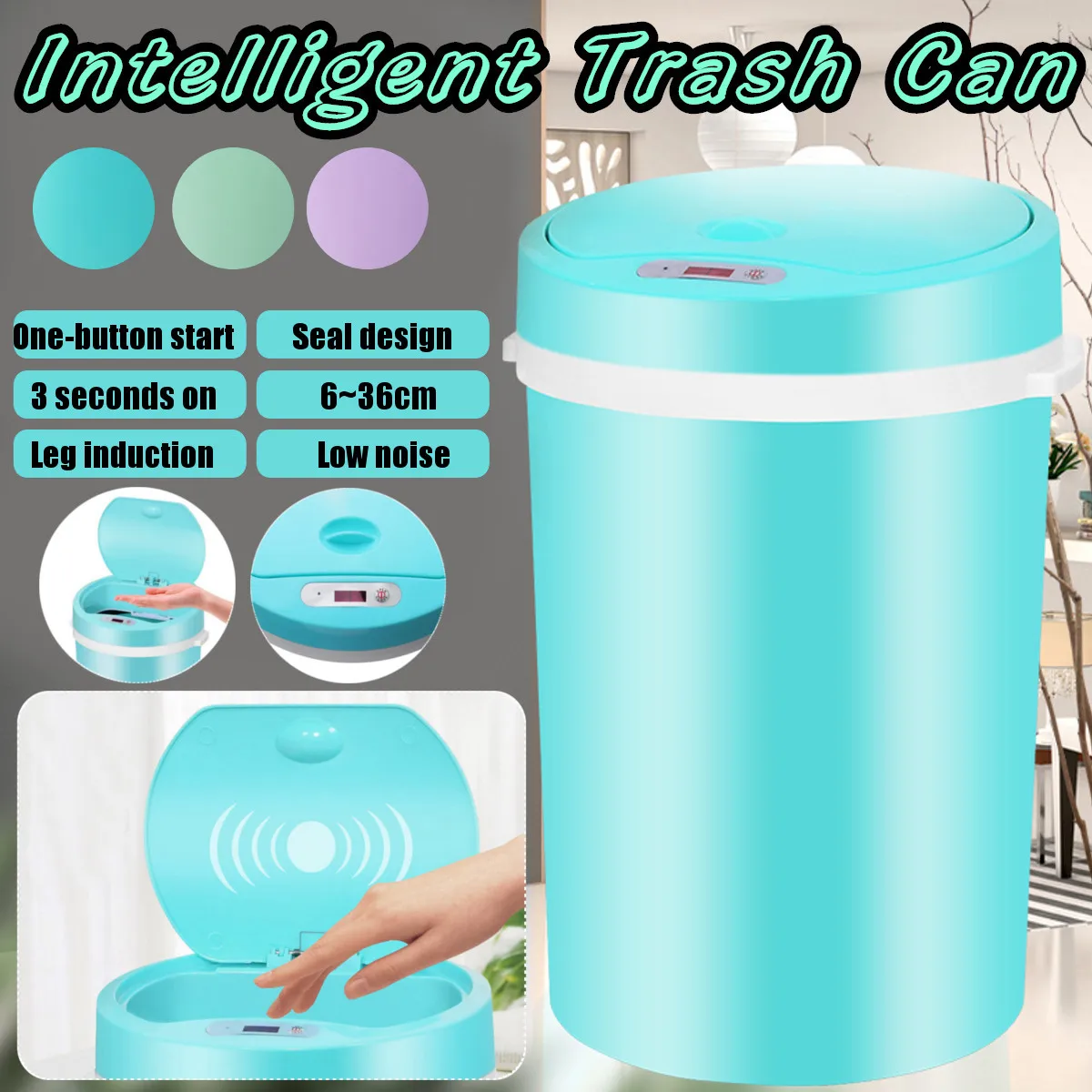 

3 Colors 15L Rubbish Bin Automatic Intelligent Inductive Type Trash Can Smart Sensor Home Bathroom Dustbin Storage Barrels