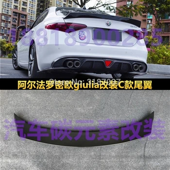 

For Alfa Romeo Giulia Spoiler Carbon Fiber Rear Trunk Spoiler Black Finish Quadrifoglio Verde CM Style 2015 - 2018
