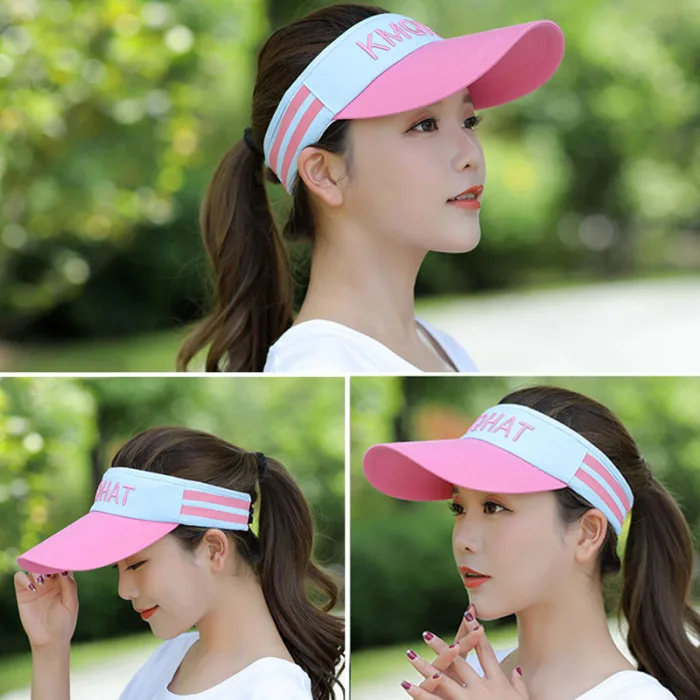 Женская шляпа с пустым верхом Солнцезащитная широкополая Регулируемая дышащая солнцезащитная Кепка для лета XRQ88