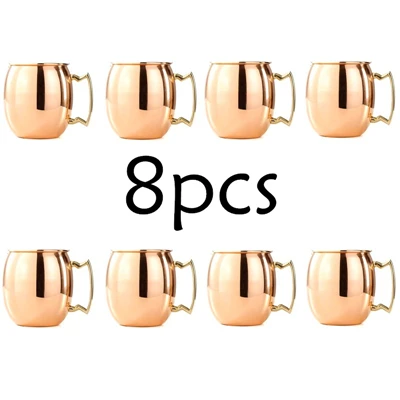 8 шт., медные кружки, металлическая кружка из нержавеющей стали, пивная, винная, кофейная чашка - Цвет: 8Pcs Copper1