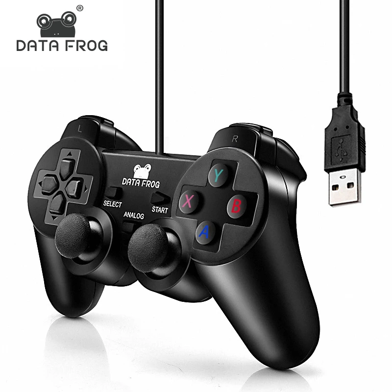  Виброджойстик DATA FROG Проводной USB ПК контроллер для ПК компьютера ноутбука для WinXP/Win7/Win8/Win10 для Vista черный геймпад 