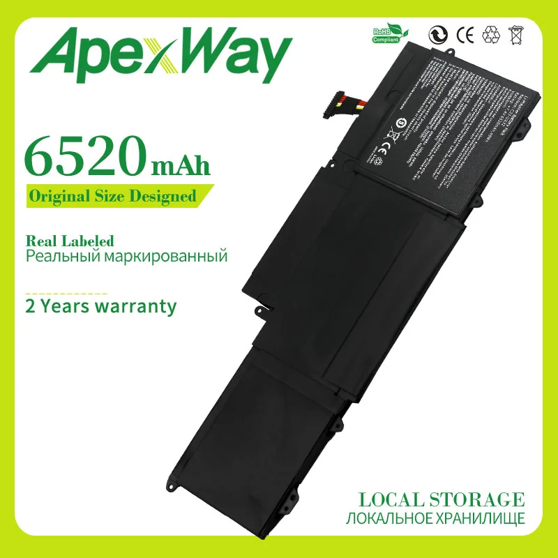 Apexway 6520mAh 7 4 V C23-UX32 New Аккумулятор для ноутбука ASUS VivoBook U38N U38K U38DT ZenBook UX32 UX32A UX32VD UX32LA 48Wh