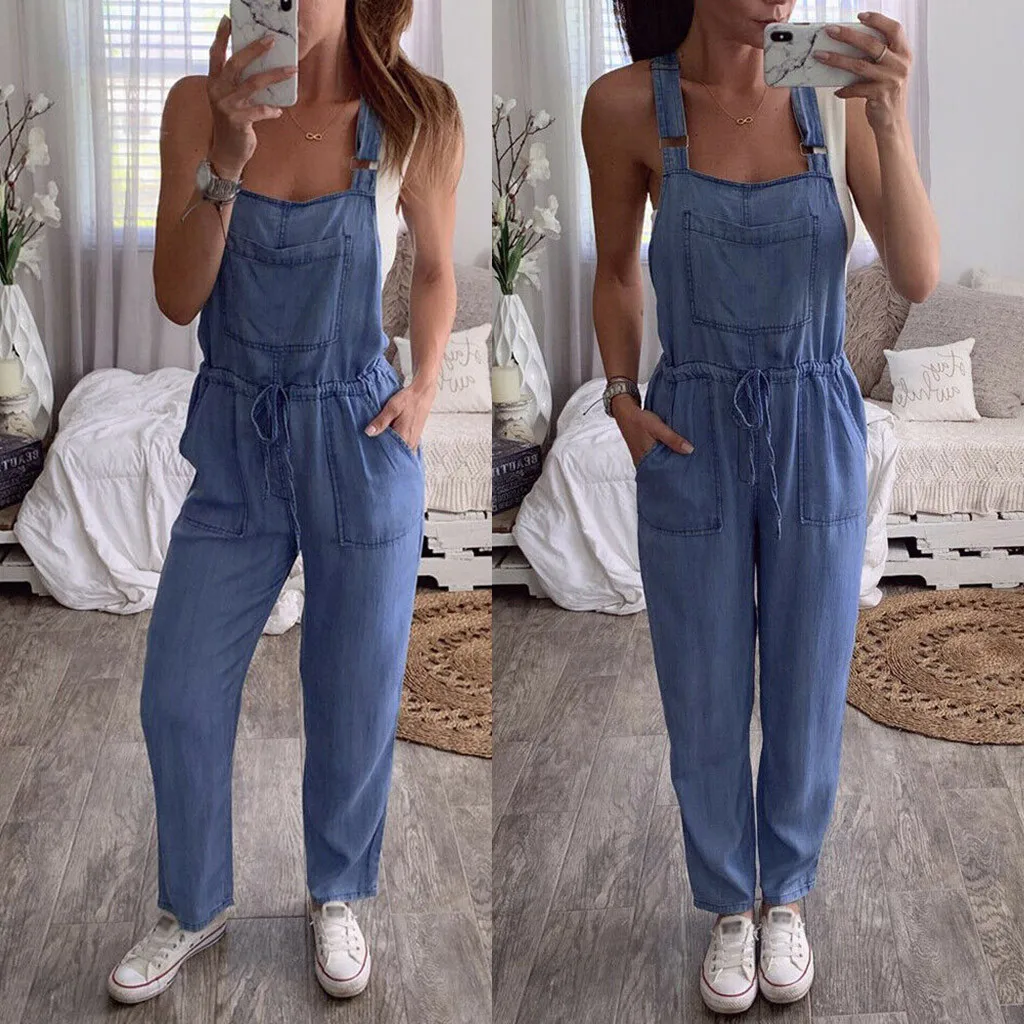 Monos de una pieza para mujer, Peto vaquero, pantalones largos, peto, otoño  de Harajuku|Pantalones y pantalones capri| - AliExpress