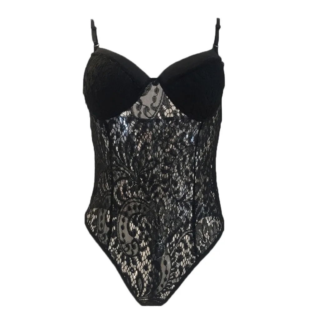 Summer Lace Bodysuit Women Deep V Neck Sexy Black Bodysuit Backless Perspective Jumpsuit Body Mujer Sexi Women Club Tops New
