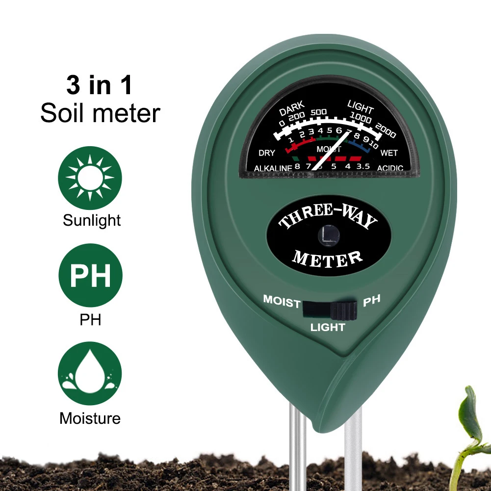 3 In 1 Soil Ph Meter Sunlight Ph Tester Garden Flowers Soil Moisture