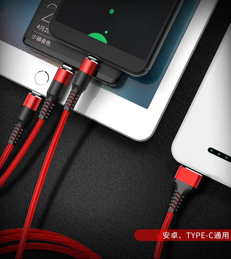 3 в 1 Usb кабель type C микро мобильный телефон кабель для iphone 11 X XS 8 7 6 samsung S10 5G S9 S8 Xiaomi huawei провод для быстрой зарядки