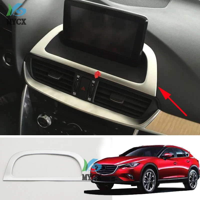 

For Mazda CX-4 CX4 CX 4 2016 2017 2018 Car Center Console Navigation Panel Cover Trim Interior ABS chrome Color Sticker