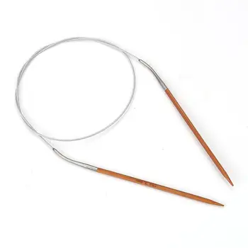 

3.5mm Natural Bamboo Stainless Steel Circular Shape Sewing Knitting Needles Tube Crafts 80cm 1PC