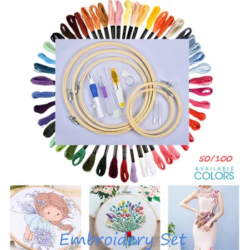 

20/50/100 Colors Magic Embroidery Pen Needle Hoop Set Kit Stitching Punch Pen With Case DIY Craft Sewing Tool for Embroidery