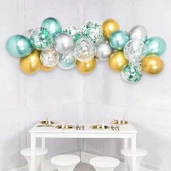 

35pcs Mint Green Gold Silver Confetti Balloons Garland Kit for Gender Reveal Unicorn Happy Birthday Baby Shower Party supplies