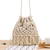 New tassel bucket woven bag fashion retro hand stitching hollow slung straw bag travel vacation leisure beach bag