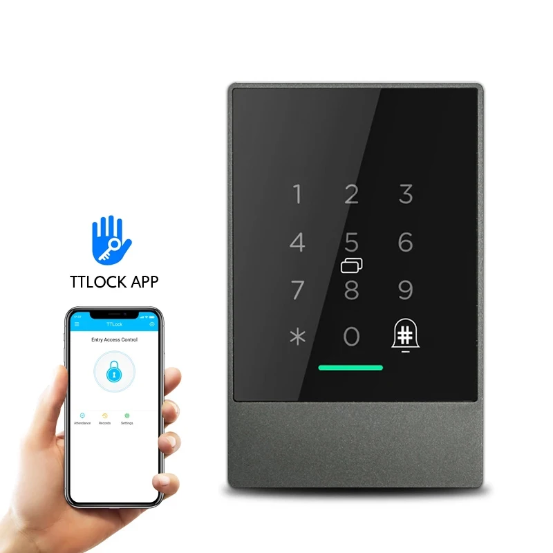 

Waterproof Bluetooth TTLOCK App Remote Door Access Control System Touch Password Keyboard 13.56Mhz IC Card Access Control