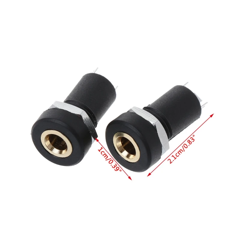 

2X 3.5MM Jack Socket 3 Black Stereo Solder Panel Mount Gold With Nuts