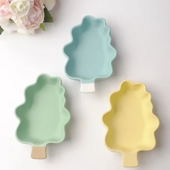 

Ceramic Fruit Snack Bowl Children's Cute Dessert Plate Dish Christmas Tree Shaped Porcelain Bowls Baking Tray Kitchen Supplies