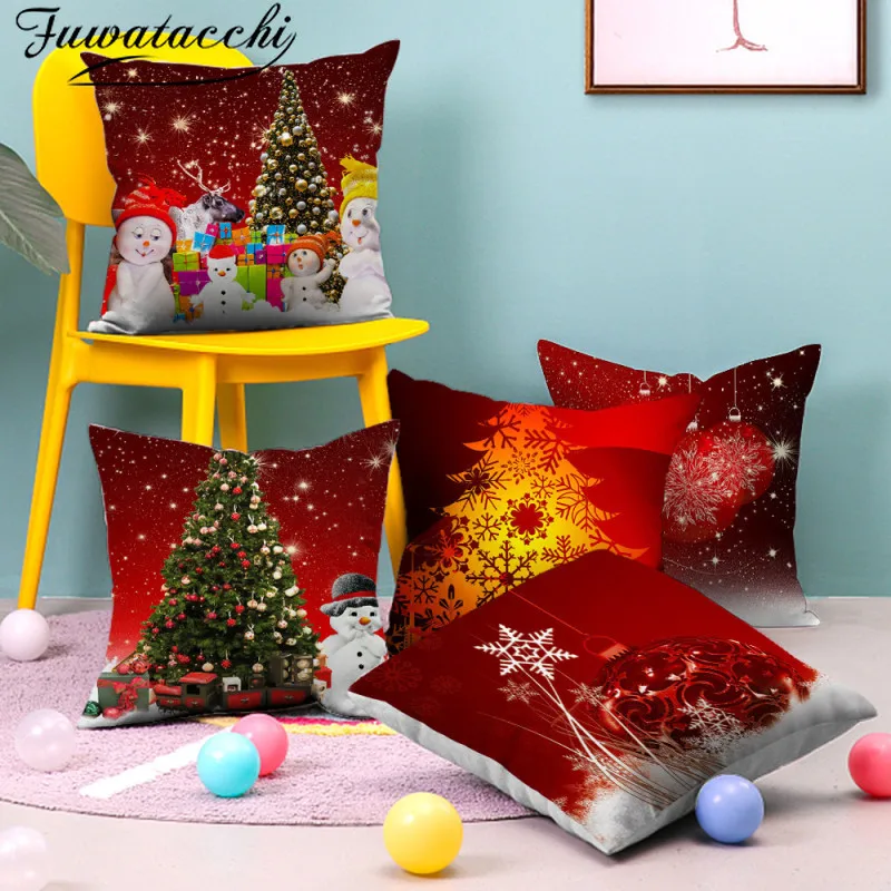 

Fuwatacchi Christmas Pillow Case Home Decoration Cushion Cover Christmas Pillows Cover Sofa Living Room Pillowcase Xmas 45x45cm