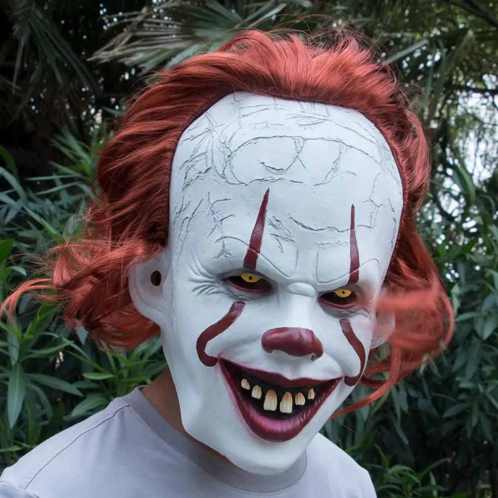 Преувеличенная маска Стивена Кинга страшная захватывающая маска клоуна Джокера Маска Клоуна косплей костюм на Хэллоуин реквизит