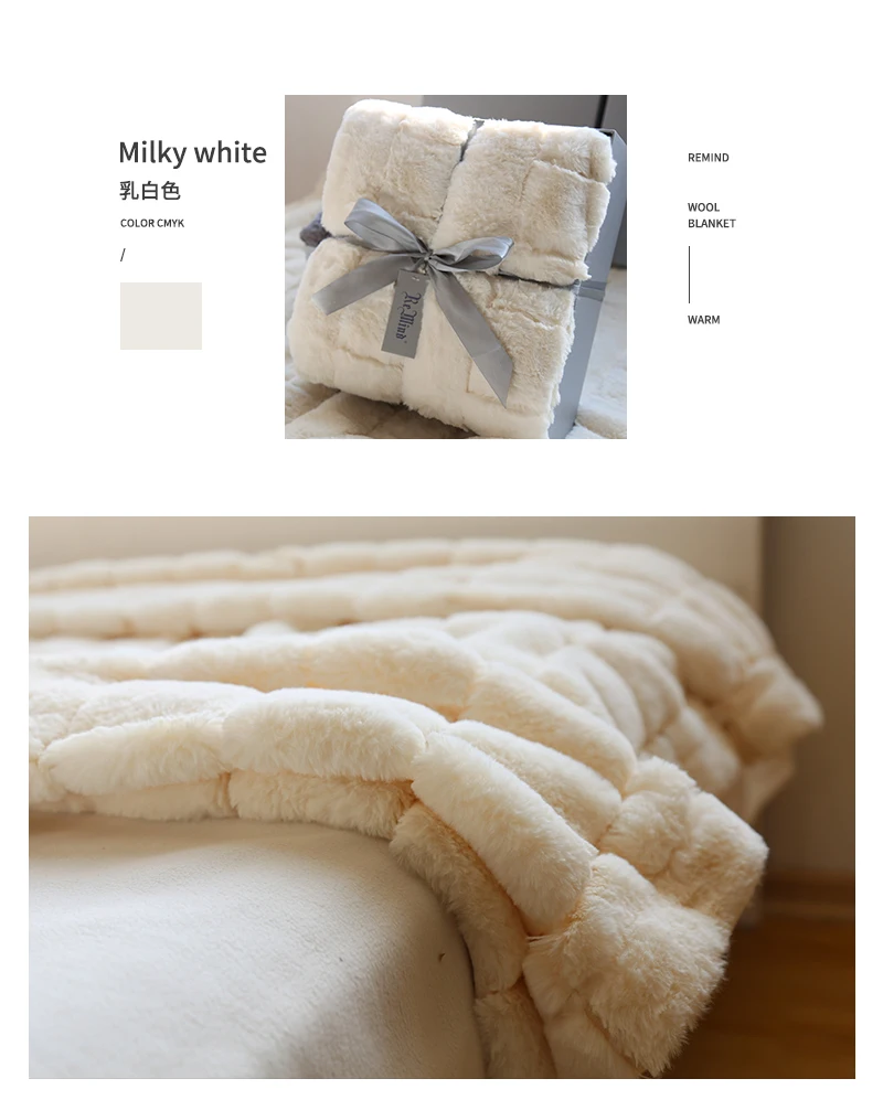 Details about   Blanket single cushion thickened in winter double layer imitation rabbit fur 