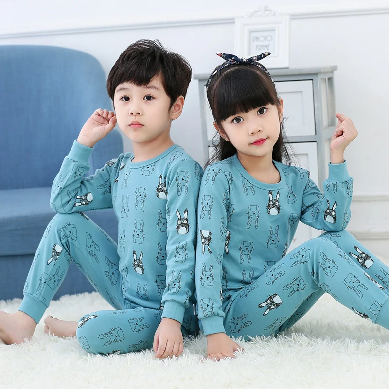 Kids Boys Girls Clothes Baby Pajamas Autumn Long Sleeve Set Cartoon Rabbit Unicorn Children's Sleepwear Winter Pyjamas Kids - Цвет: Y-02