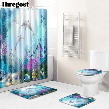 

Thregost Microfiber Bath Mat Washing Machine Toilet Carpet Water Absorption Rug Bathroom Toilet Floor Mats with Shower Curtain