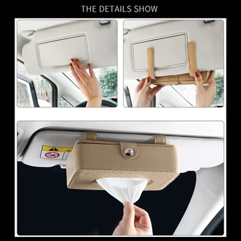 

PU Leather Car Tissue Box Sun Visor Paper Holder Seat Back Tissue Cover Box Rectangle Kitchen Napkin Organizer Box 1pcs