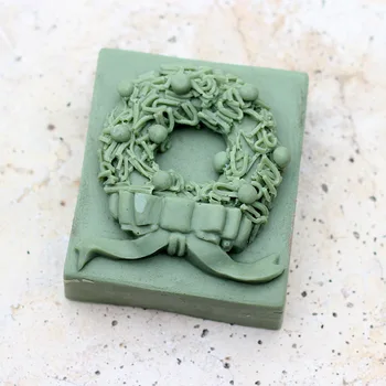 

Christmas Silicone Soap Mold Small Rectangle with Garland Pattern Mould