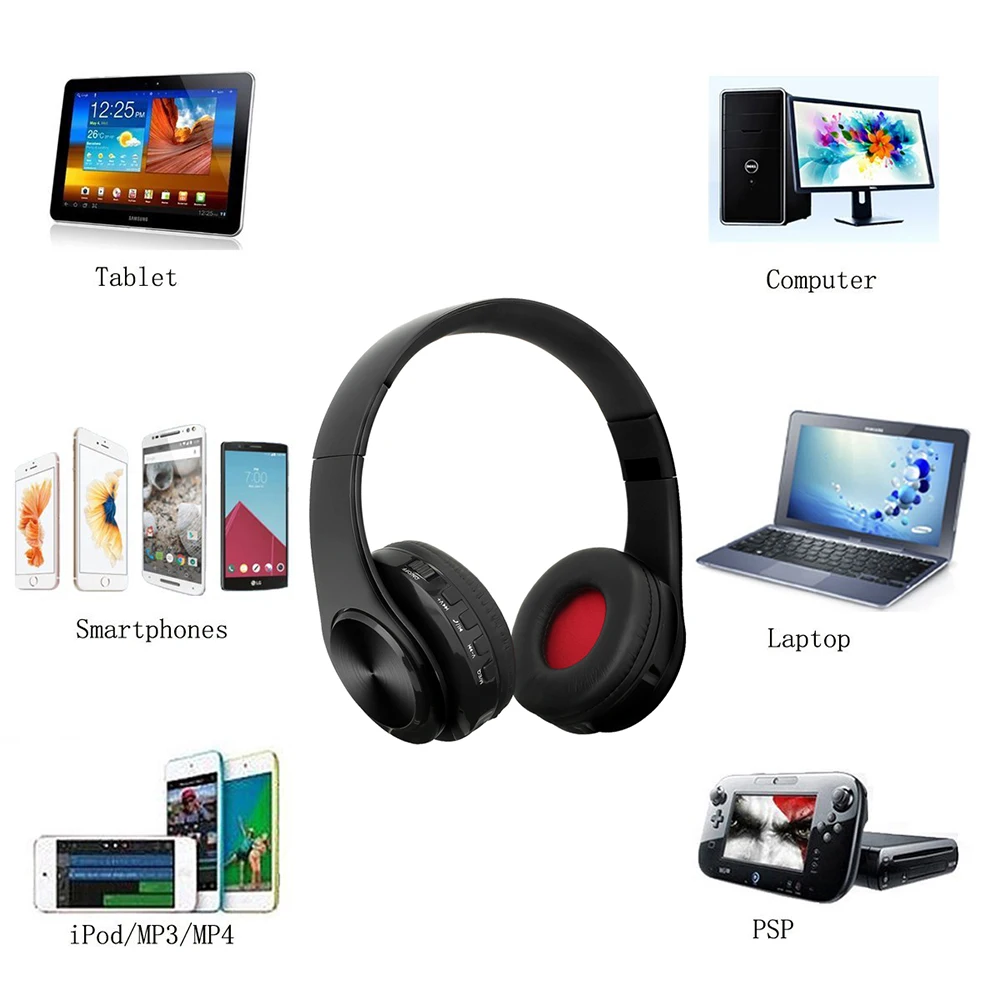В 72 часа Bluetooth наушники бас беспроводные наушники 4 цвета с микрофоном Поддержка TF карты FM для телефона Xiaomi iPhone PC