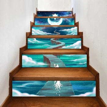 

Decal Home Decor DIY Bridge Moon Stair Sticker Beautiful Self Adhesive Paper for Living Room PVC Waterproof 3D Print Sticker Art