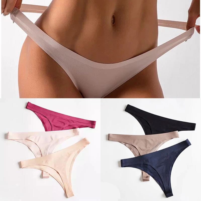 

Ice Silk Women Panties G-string Thongs Seamless Underwear Thin Nylon Elasic Low-rise Lingerie Breathable Briefs Ladies Panty